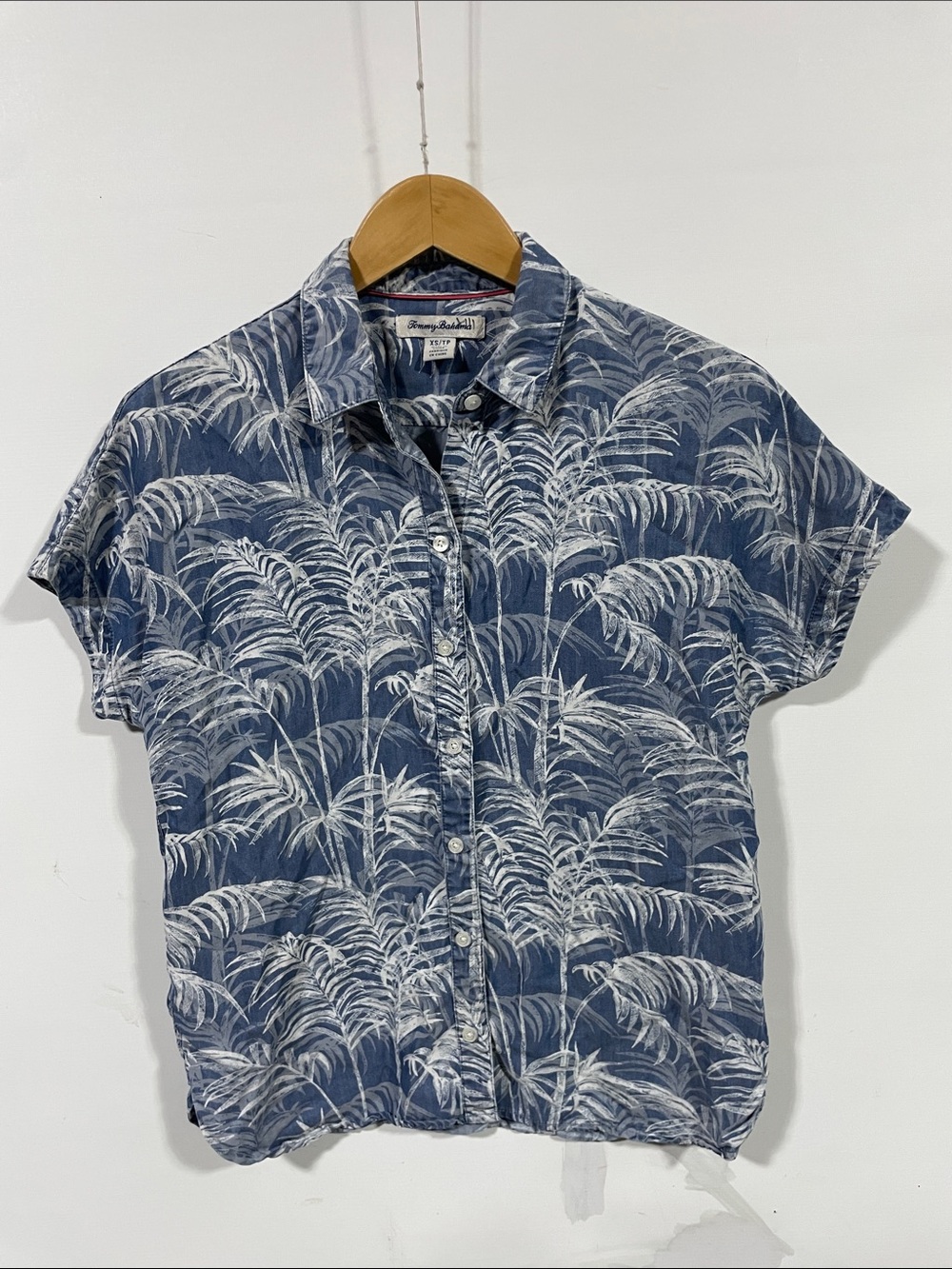 Tommy Bahama Navy & White Palm-Print Short Sleeve Button-Down